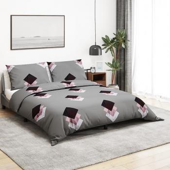 ARDEBO.de - Bettwäsche-Set Grau 260x220 cm Baumwolle
