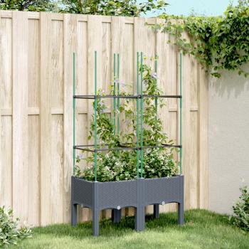 ARDEBO.de - Pflanzkübel mit Rankgitter Grau 80x40x142,5 cm PP