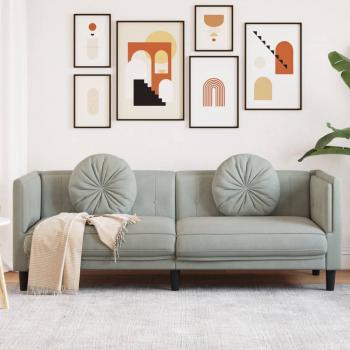 ARDEBO.de - Sofa mit Kissen 3-Sitzer Hellgrau Samt