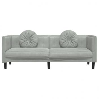 Sofa mit Kissen 3-Sitzer Hellgrau Samt