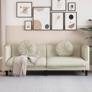 ARDEBO.de - Sofa mit Kissen 3-Sitzer Creme Samt