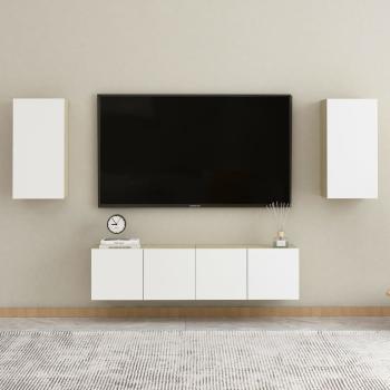 TV-Schränke 2 Stk. Weiß Sonoma-Eiche 30,5x30x60cm Holzwerkstoff