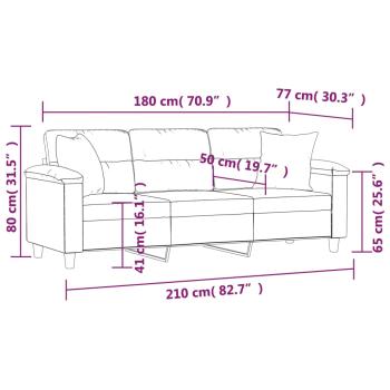 3-Sitzer-Sofa mit Kissen Schwarz 180 cm Mikrofasergewebe