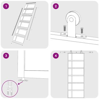 Schiebetür ESG-Glas und Aluminium 76x205 cm Weiß