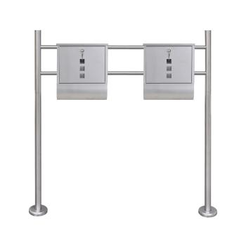 Doppelter Briefkasten aus Edelstahl mit Ständer 