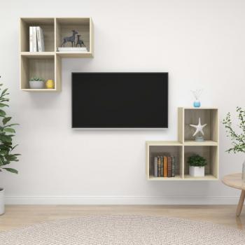 ARDEBO.de - 4-tlg. TV-Schrank-Set Sonoma-Eiche Holzwerkstoff