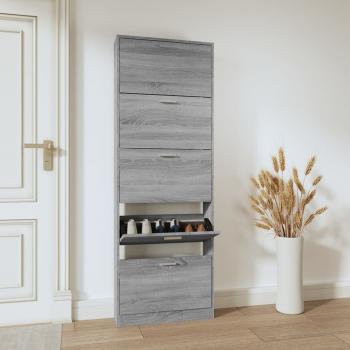 ARDEBO.de - Schuhschrank Grau Sonoma 59x17x169 cm Holzwerkstoff