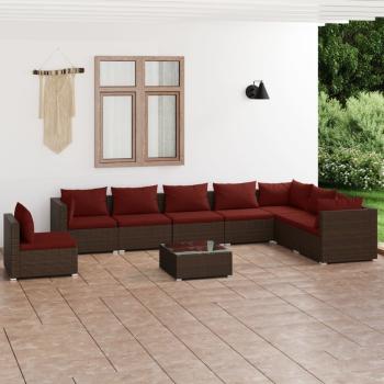 ARDEBO.de - 9-tlg. Garten-Lounge-Set mit Kissen Poly Rattan Braun