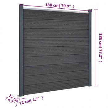 Zaunelement-Set Grau 526x186 cm WPC