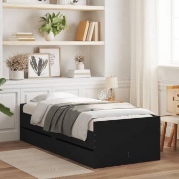 ARDEBO.de - Bett mit Schubladen Schwarz 75x190 cm