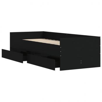 Bett mit Schubladen Schwarz 75x190 cm