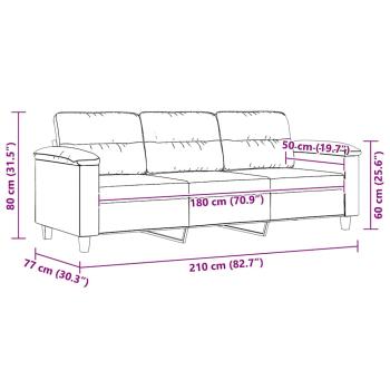 3-Sitzer-Sofa Taupe 180 cm Mikrofasergewebe