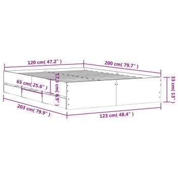 Bettgestell mit Schubladen Weiß 120x200 cm Holzwerkstoff