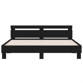 Bettgestell mit Kopfteil und LED-Beleuchtung Schwarz 200x200 cm