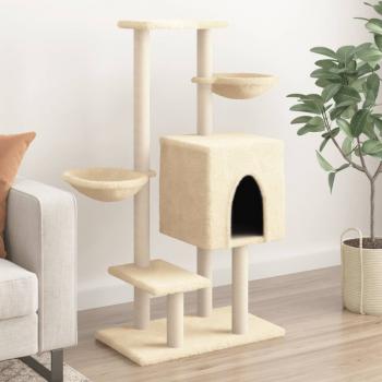 ARDEBO.de - Kratzbaum mit Sisal-Kratzsäulen Creme 117 cm