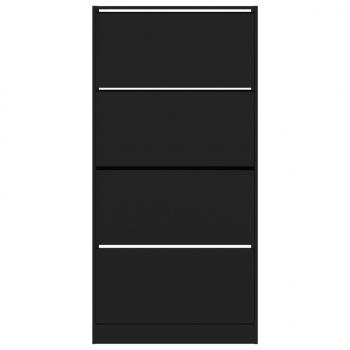 Schuhschrank mit 4 Klappen Schwarz 80x21x163,5 cm