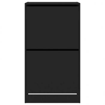 Schuhschrank mit 2 Klappen Schwarz 60x42x108 cm