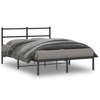 ARDEBO.de - Bettgestell mit Kopfteil Metall Schwarz 135x190 cm