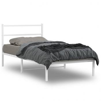 ARDEBO.de - Bettgestell mit Kopfteil Metall Weiß 100x190 cm