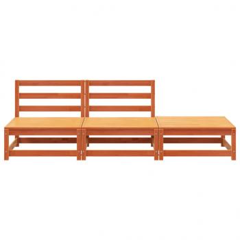 Gartensofa ohne Armlehnen mit Fußhocker Wachsbraun Kiefernholz