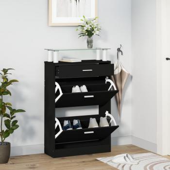 ARDEBO.de - Schuhschrank Schwarz 63x24x104 cm Holzwerkstoff
