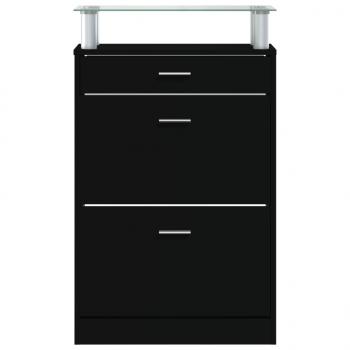 Schuhschrank Schwarz 63x24x104 cm Holzwerkstoff