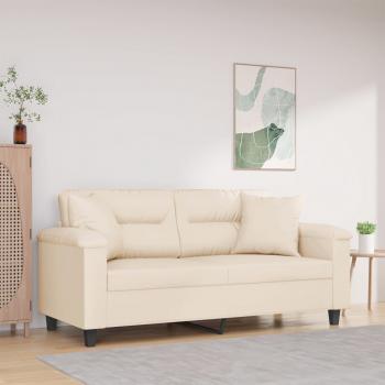 ARDEBO.de - 2-Sitzer-Sofa mit Kissen Beige 140 cm Mikrofasergewebe