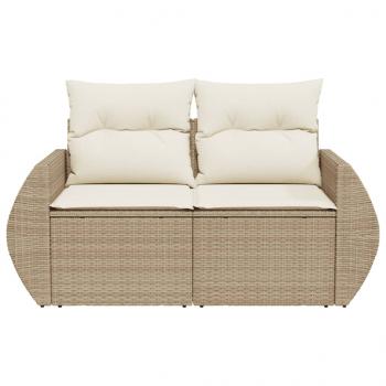 Gartensofa mit Kissen 2-Sitzer Beige Poly Rattan
