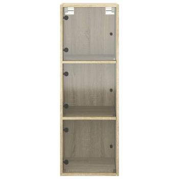 Wandschrank mit Glastüren Sonoma-Eiche 35x37x100 cm