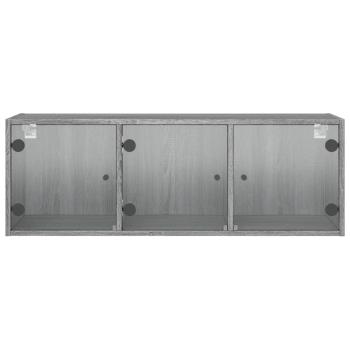 Wandschrank mit Glastüren Grau Sonoma 102x37x35 cm