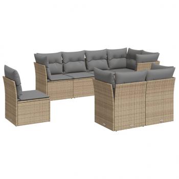 ARDEBO.de - 8-tlg. Garten-Sofagarnitur mit Kissen Beige Poly Rattan