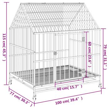 Hundezwinger mit Rollen Schwarz Verzinkter Stahl