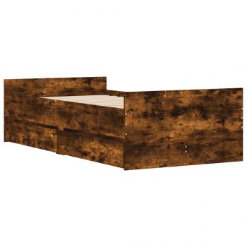 Bettgestell mit Schubladen Räuchereiche 100x200 cm