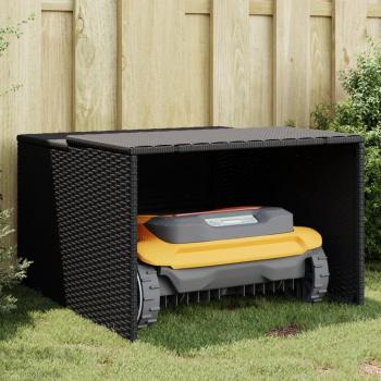 ARDEBO.de - Mähroboter-Garage Schwarz 86x90x52/57 cm Poly Rattan