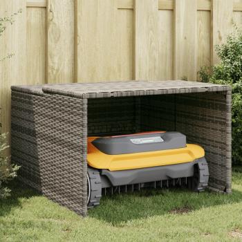 ARDEBO.de - Mähroboter-Garage Grau 86x90x52/57 cm Poly Rattan