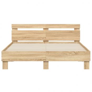 Bettgestell mit Kopfteil LED-Beleuchtung Sonoma-Eiche 150x200cm