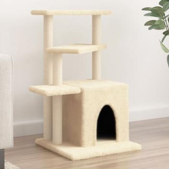ARDEBO.de - Kratzbaum mit Sisal-Kratzsäulen Creme 83,5 cm