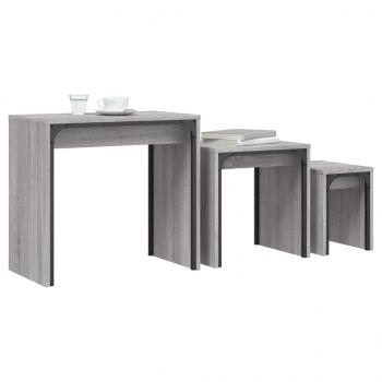 Satztische 3 Stk. Grau Sonoma Holzwerkstoff
