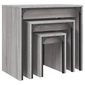 Satztische 3 Stk. Grau Sonoma Holzwerkstoff