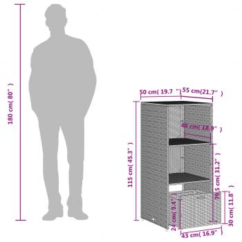 Gartenschrank Braun 50x55x115 cm Poly Rattan