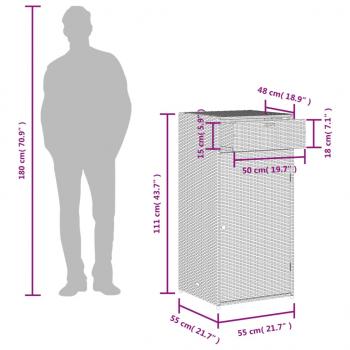 Gartenschrank Braun 55x55x111 cm Poly Rattan
