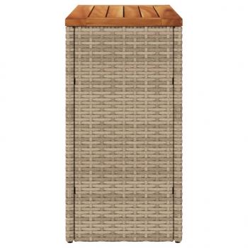 Garten-Beistelltisch Holzplatte Beige 58x27,5x55 cm Poly Rattan