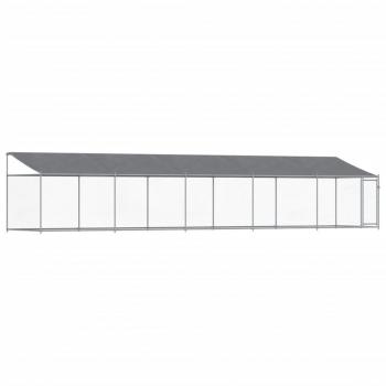 Hundezwinger mit Dach und Tür Grau 10x2x2 m Verzinkter Stahl
