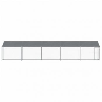 Hundezwinger mit Dach und Tür Grau 10x2x2 m Verzinkter Stahl