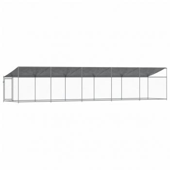 Hundezwinger mit Dach und Tür Grau 10x2x2 m Verzinkter Stahl
