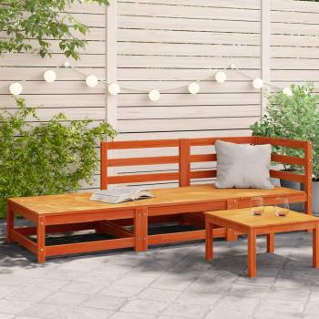 ARDEBO.de - Gartensofa mit Fußhocker 2-Sitzer Wachsbraun Massivholz Kiefer
