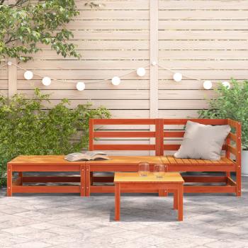 Gartensofa mit Fußhocker 2-Sitzer Wachsbraun Massivholz Kiefer