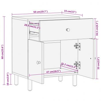 Nachttisch 50x33x60 cm Massivholz Akazie