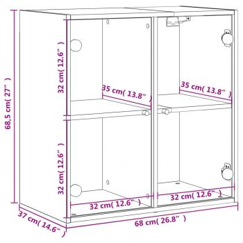 Wandschrank mit Glastüren Räuchereiche 68x37x68,5 cm
