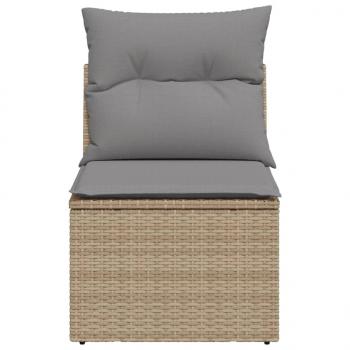 Gartensofa ohne Armlehnen mit Kissen Beige Poly Rattan
